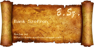 Bank Szofron névjegykártya